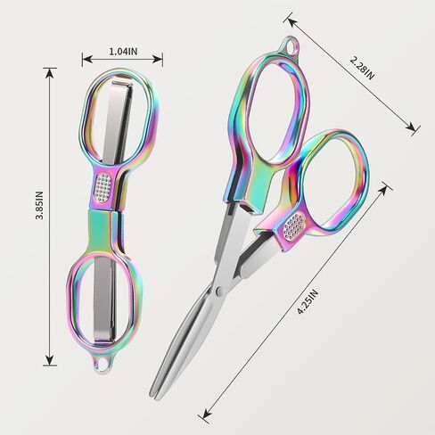 قطعتان من مقص صغير قابل للطي من الفولاذ المقاوم للصدأ، تصميم جيب قابل للطي آمن ومحمول، شارة صغيرة مع سلسلة مفاتيح، مقص سفر قابل للسحب من الجيل الثالث للمنزل والمكتب والحرف اليدوية والخياطة in Kuwait