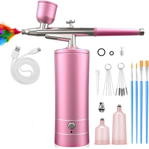 Airbrush Kit with Compressor, Bornbyme Airbrush for Nails Paint Sprayer DIY Air Brush Spray Gun for Painting, Ombre Nails, Makeup, Cake Baking, Barber and Tattoo, Black in Saudi Arabia
