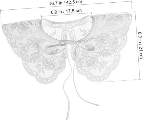 Cotton Lace Embroidered Fake Collar for Women Detachable Breathable False Collar Accessory for Gowns Blouses Jackets and Coats in Saudi Arabia