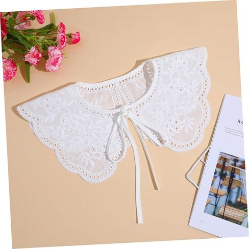 Cotton Lace Embroidered Fake Collar for Women Detachable Breathable False Collar Accessory for Gowns Blouses Jackets and Coats in Saudi Arabia
