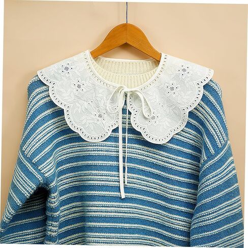 Cotton Lace Embroidered Fake Collar for Women Detachable Breathable False Collar Accessory for Gowns Blouses Jackets and Coats in Saudi Arabia