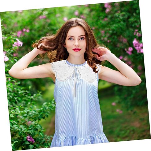Cotton Lace Embroidered Fake Collar for Women Detachable Breathable False Collar Accessory for Gowns Blouses Jackets and Coats in Saudi Arabia