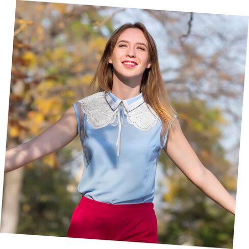 Cotton Lace Embroidered Fake Collar for Women Detachable Breathable False Collar Accessory for Gowns Blouses Jackets and Coats in Saudi Arabia