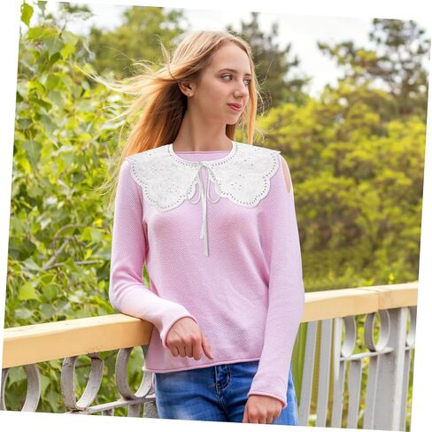 Cotton Lace Embroidered Fake Collar for Women Detachable Breathable False Collar Accessory for Gowns Blouses Jackets and Coats in Saudi Arabia