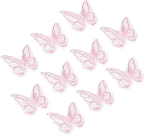 PATIKIL 10Pcs Butterfly Appliques Embellishments, 2 Inches Double Layer Lace Organza Butterfly Patches Sew on Appliques for Wedding Bride Dress Clothes Hat Curtain, Blue in Saudi Arabia