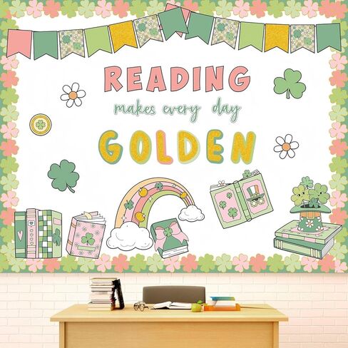 71Pcs St. Patrick's Day Bulletin Board Set DIY Green Shamrock Cutouts March Bulletin Board Decorations for Irish Holiday School Chalkboard Classroom Door Wall Party Decor in Saudi Arabia