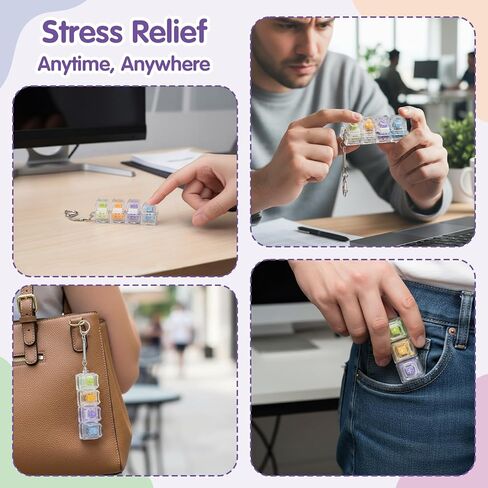 Keyboard Fidget Toys for Adults 4-in-1 Cat Shape Creamy Keyboard Fidget Clicker Keychain for Anxiety Stress Relief (Multicolor1, 4IN1-1P) in Saudi Arabia
