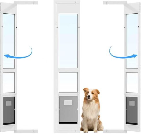 Dog Door for Sliding Glass Door with Magnetic Flat, Installed on Either Left or Right Side，Sliding Door Pet Doggie Door Insert with Lock, Adjustable Height No-Cut Required Doggy Door in Kuwait