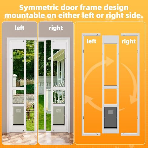 Dog Door for Sliding Glass Door with Magnetic Flat, Installed on Either Left or Right Side，Sliding Door Pet Doggie Door Insert with Lock, Adjustable Height No-Cut Required Doggy Door in Saudi Arabia