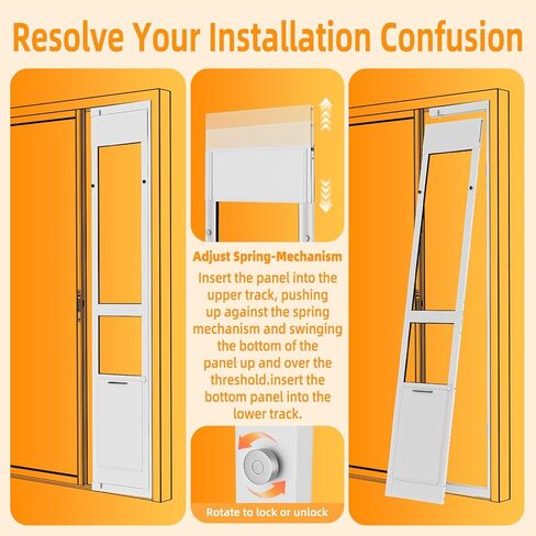 Dog Door for Sliding Glass Door with Magnetic Flat, Installed on Either Left or Right Side，Sliding Door Pet Doggie Door Insert with Lock, Adjustable Height No-Cut Required Doggy Door in Saudi Arabia
