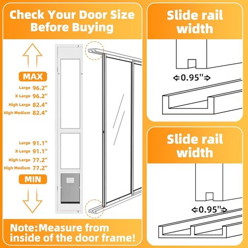 Dog Door for Sliding Glass Door with Magnetic Flat, Installed on Either Left or Right Side，Sliding Door Pet Doggie Door Insert with Lock, Adjustable Height No-Cut Required Doggy Door in Saudi Arabia