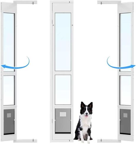 Dog Door for Sliding Glass Door with Magnetic Flat, Installed on Either Left or Right Side，Sliding Door Pet Doggie Door Insert with Lock, Adjustable Height No-Cut Required Doggy Door in Saudi Arabia