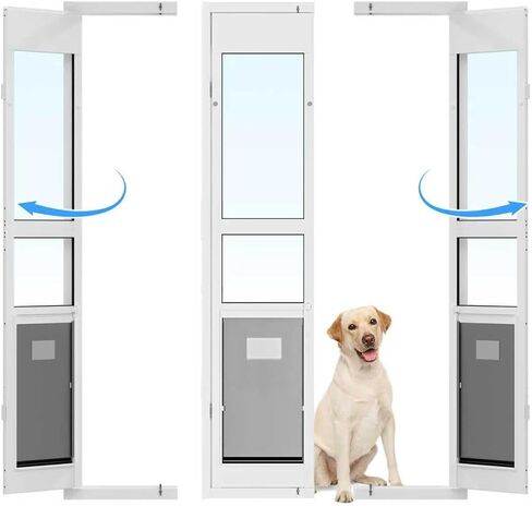 Dog Door for Sliding Glass Door with Magnetic Flat, Installed on Either Left or Right Side，Sliding Door Pet Doggie Door Insert with Lock, Adjustable Height No-Cut Required Doggy Door in Saudi Arabia