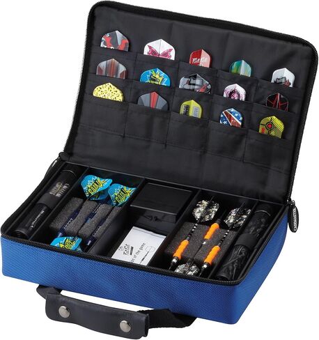 Casemaster Classic Nylon Dart Carrying Case for Steel and Soft Tip Darts, Holds 12 Darts Numerous Other Accessories via Generous Storage Pockets, Tubes and Boxes, Black in Saudi Arabia