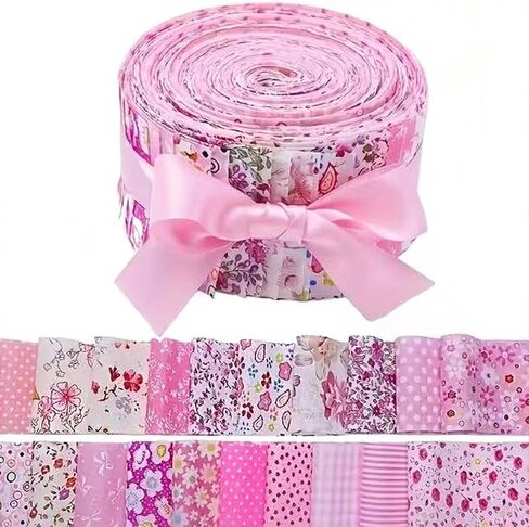 40pcs/Bag Floral Print Cotton Roll Quilting Fabric Strips Each Size 6.5x50CM Cotton Precut Crafting Set Assorted Flower Patterns in Saudi Arabia