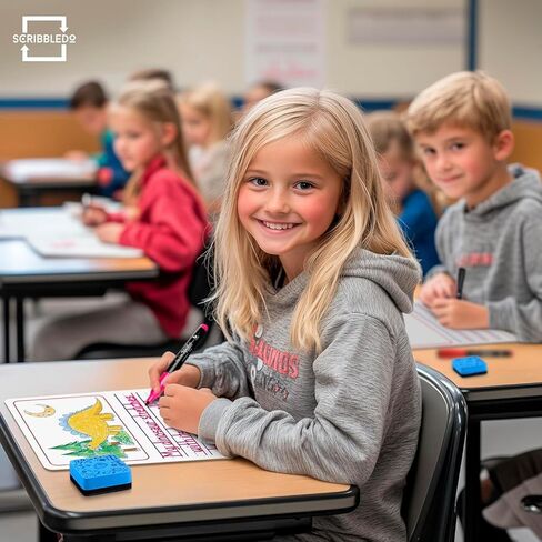 Scribbledo 10 Pack Double Sided Whiteboards 9"x12" Story Lined Dry Erase Boards for Kids Writing Board Practice Drawing Small White Board Teacher Elementary Kindergarten Preschool + Erasers in Saudi Arabia