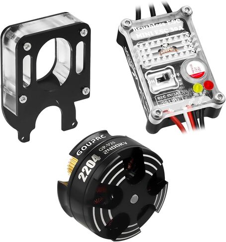 محرك GOUPRC Upgarde 30A بدون فرشاة Esc & 2204 2400KV محرك خارجي بدون فرشاة مع ناقل حركة لشاحنة سيارة SCX24 RC محورية 1/24 RC باللون الأسود in Saudi Arabia