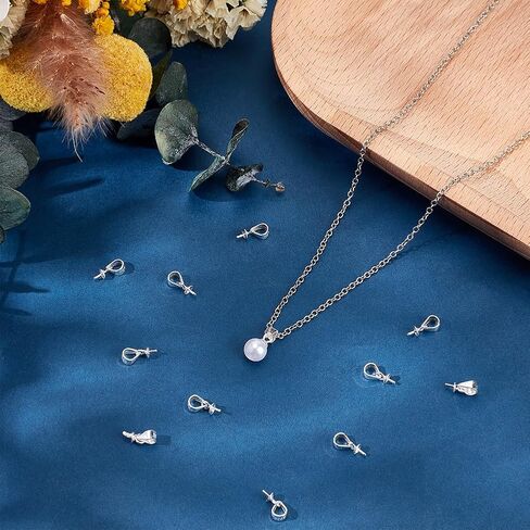 12Pcs Cup Pearl Peg Bails 925 Sterling Silver Eye Pin Bail Caps Pin Pendants for Half Drilled Beads 6x3mm Charm Connectors for Earring Necklace Jewelry Making DIY Craft in Kuwait