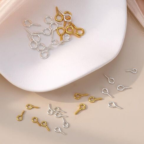 PAGOW 400 Pcs Eye Screws, Screw Eye Pins, Mini Small Eye Hooks, Tiny Eyepins for Jewelry Making, DIY Crafts, Beading Art Projects (Silver, Gold, 3 Sizes) in Saudi Arabia