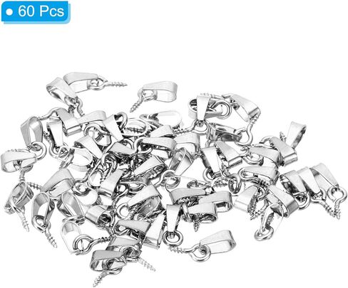 15x4mm Screw Eye Pins Peg Bail, 60Pcs Small Stainless Steel Cup Pear Eyelet Screw Eye Pins for Jewelry Making Earring DIY Beads Craft, Silver in Saudi Arabia