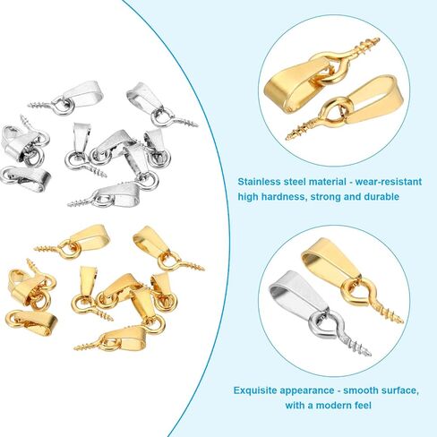 15x4mm Screw Eye Pins Peg Bail, 60Pcs Small Stainless Steel Cup Pear Eyelet Screw Eye Pins for Jewelry Making Earring DIY Beads Craft, Silver in Saudi Arabia