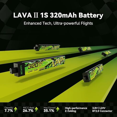 BETAFPV 5pcs Lava II 1S 320mAh بطارية 3.8V 95C LiHV مع موصل BT2.0 متوافق مع 1S Tiny Whoop Drone Quadcopter مثل Cetus FPV Kit، Air65، Meteor65 Pro 1S طائرات بدون طيار in Saudi Arabia