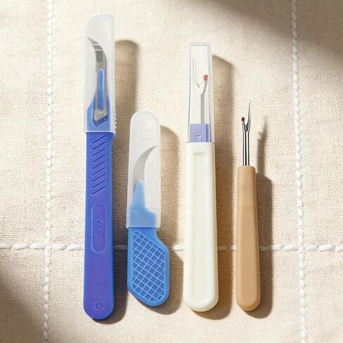 4 Pcs Seam Ripper Set and Thread Cutter Sewing Stitch Remover Tool Kit with Safety Cap for Embroidery Quilting Hemming Blue (Pack of 4) in Saudi Arabia