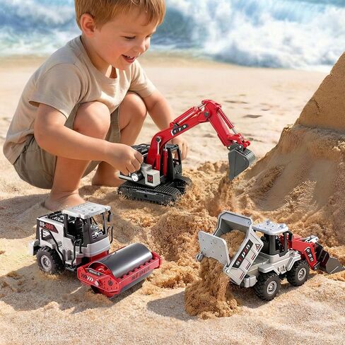 iPlay، iLearn Kid Construction Toy Trucks، مجموعة مركبات البناء للأطفال الصغار مع شاحنة قلابة جرافة، 3 قطع من سيارات مهندس الاحتكاك، صندوق رمل للعب في الهواء الطلق هدية عيد ميلاد 3 4 5 6 سنوات صبي فتاة in Kuwait