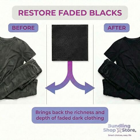 Fabric Sheets for Dyeing Clothes Black- Pack10 Sheets to Enhance Black Color Restore Faded Clothes, Prevent Color Loss, intensify Colors. Non-Woven Fabric Sheets Compatible with All Washing Machines in Saudi Arabia