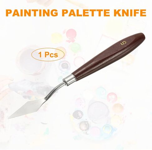 أداة رسم سكين لوحة HARFINGTON مقاس 1.85 × 0.59 من الفولاذ المقاوم للصدأ أدوات كاشطات سكاكين ملعقة فنية من الفولاذ المقاوم للصدأ مع مقبض من خشب الزان لتوزيع خلط القماش الزيتي الأكريليك، أحمر/فضي in Kuwait