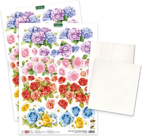 Katy Sue Teacup Bouquet Card Making Kit – Make 8 Freestanding Floral Teacup Easel Cards. Contains Shaped Cards, Die-Cut Decoupage, Adhesive Foam Pads, Envelopes & Instructions for Card Making Supplies in Kuwait