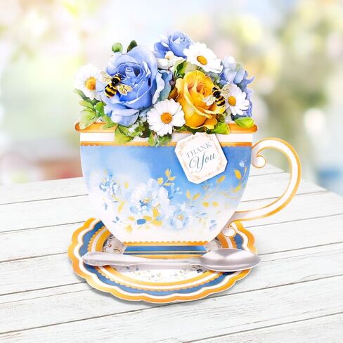 Katy Sue Teacup Bouquet Card Making Kit – Make 8 Freestanding Floral Teacup Easel Cards. Contains Shaped Cards, Die-Cut Decoupage, Adhesive Foam Pads, Envelopes & Instructions for Card Making Supplies in Kuwait