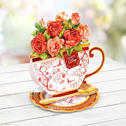 Katy Sue Teacup Bouquet Card Making Kit – Make 8 Freestanding Floral Teacup Easel Cards. Contains Shaped Cards, Die-Cut Decoupage, Adhesive Foam Pads, Envelopes & Instructions for Card Making Supplies in Kuwait