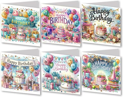 مجموعة بطاقات التهنئة الماسية DIY، بطاقة تهنئة بنمط المهرجانات الماسية 5D DIY DIY، مجموعة صنع بطاقات عيد الميلاد DIY لأصدقاء العائلة هدية مصنوعة يدويًا - #28-عيد ميلاد in Kuwait