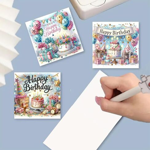 مجموعة بطاقات التهنئة الماسية DIY، بطاقة تهنئة بنمط المهرجانات الماسية 5D DIY DIY، مجموعة صنع بطاقات عيد الميلاد DIY لأصدقاء العائلة هدية مصنوعة يدويًا - #28-عيد ميلاد in Kuwait