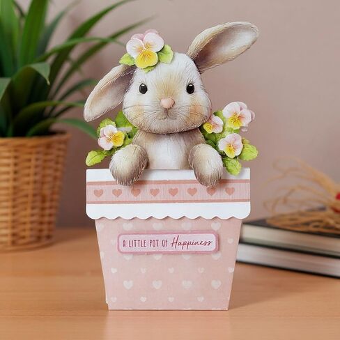 Katy Sue Bunny Tails & Flower Pots Card Making Kit – Make 8 Freestanding 3D Easter Bunny Cards – Includes Decoupage, Envelopes & Foam Pads – UK Made Papercraft Kit in Kuwait