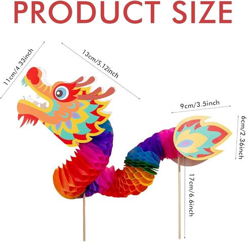 hhdatc 6PCS Chinese New Year Paper Dragon Decorations,Handheld Chinese Paper Dragon, DIY Hanging Garland Crafts for Holiday Anniversaries Celebration for Adults in Saudi Arabia
