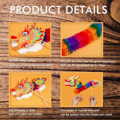 hhdatc 6PCS Chinese New Year Paper Dragon Decorations,Handheld Chinese Paper Dragon, DIY Hanging Garland Crafts for Holiday Anniversaries Celebration for Adults in Saudi Arabia