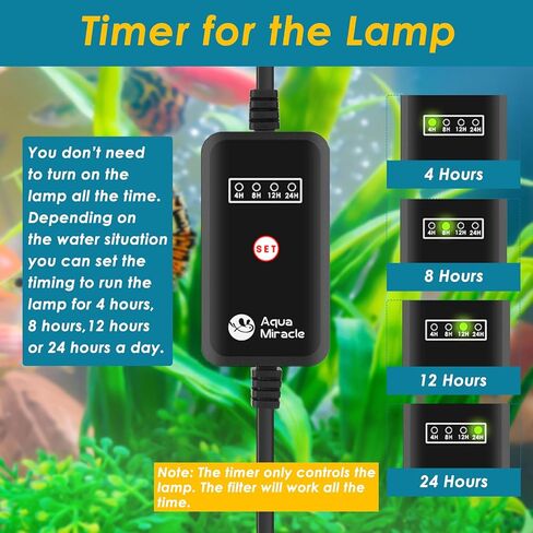 AquaMiracle Aquarium Filter for Green Water, U - V Fish Tank Filters with Timer (4/8/12/24 Hrs), Dual Mode (Aeration/Rainfall) Fish Filter for 10-40 Gallon Tanks, Flow Rate and Direction Adjustable in Saudi Arabia