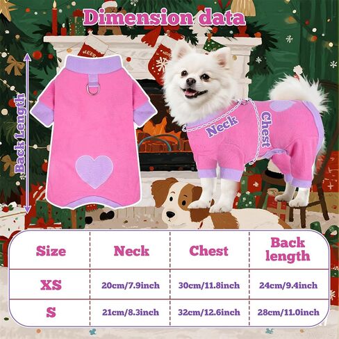 Fleece Dog Pajamas Cute Love Heart Puppy Sweaters Warm Soft Jumpsuit Sweatshirt Pet Holiday Clothes for Small Dogs and Cats in Saudi Arabia