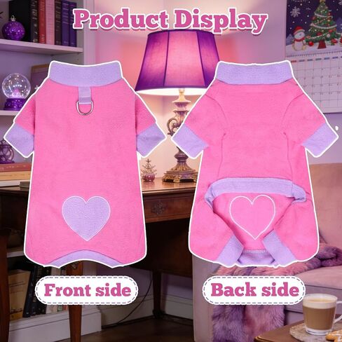 Fleece Dog Pajamas Cute Love Heart Puppy Sweaters Warm Soft Jumpsuit Sweatshirt Pet Holiday Clothes for Small Dogs and Cats in Saudi Arabia