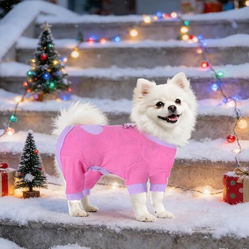 Fleece Dog Pajamas Cute Love Heart Puppy Sweaters Warm Soft Jumpsuit Sweatshirt Pet Holiday Clothes for Small Dogs and Cats in Saudi Arabia
