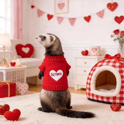 2 Pack Guinea Pig Clothes Hamster Sweater Ferret Knitted Clothes for Small Animal Outfit Winter Valentine Christmas Clothing (One Size, Valentine's Day-1) in Saudi Arabia