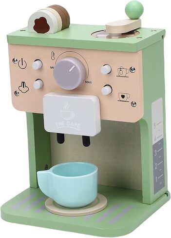 Focket Coffee Maker Toy for Kids, Wooden Kitchen Set with Safe Paint, Encourages Creativity Hand Eye Coordination for Toddlers Age 3 in Saudi Arabia