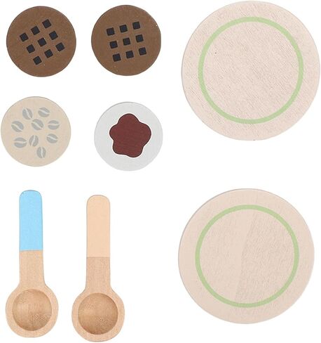 Focket Coffee Maker Toy for Kids, Wooden Kitchen Set with Safe Paint, Encourages Creativity Hand Eye Coordination for Toddlers Age 3 in Saudi Arabia