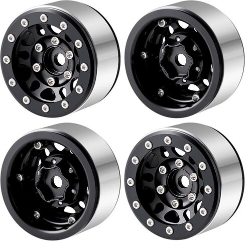 RCLIONS 1.55inch Aluminium Beadlock Wheels Rims for D90 TF2 CC01 AX90069 MST JIMNY 1/10 RC Crawler Trail Truck Car Upgrade Parts (Silver) in Saudi Arabia