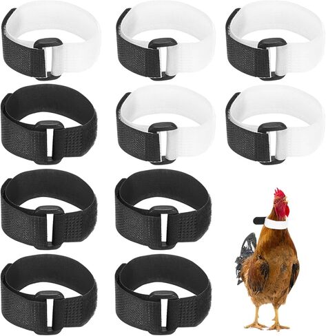 10-Pack Rooster Collars, 8.07" x 0.79" Adjustable Soft Polyester Anti-Noise Neck Belt for Chickens and Poultry Birds, Noise Control Collar [Red/Yellow] in Saudi Arabia