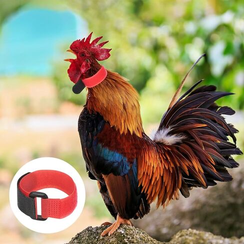 10-Pack Rooster Collars, 8.07" x 0.79" Adjustable Soft Polyester Anti-Noise Neck Belt for Chickens and Poultry Birds, Noise Control Collar [Red/Yellow] in Saudi Arabia