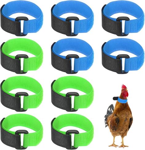 10-Pack Rooster Collars, 8.07" x 0.79" Adjustable Soft Polyester Anti-Noise Neck Belt for Chickens and Poultry Birds, Noise Control Collar [Red/Yellow] in Saudi Arabia