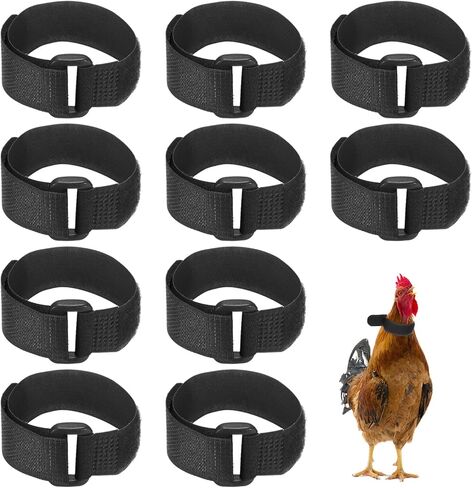 10-Pack Rooster Collars, 8.07" x 0.79" Adjustable Soft Polyester Anti-Noise Neck Belt for Chickens and Poultry Birds, Noise Control Collar [Red/Yellow] in Saudi Arabia